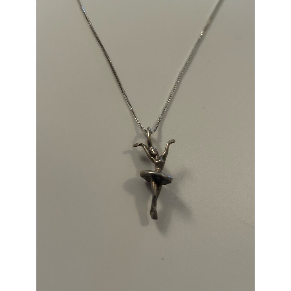 Ballerina Charm Necklace - 925 Sterling Silver Ballerina Dancer Ballet Dance